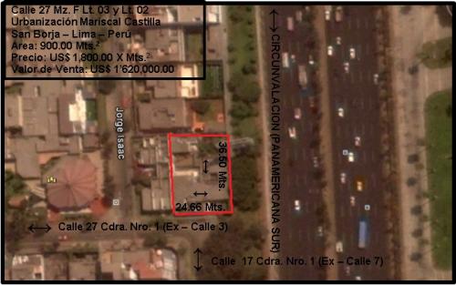 Venta de terreno en San Borja