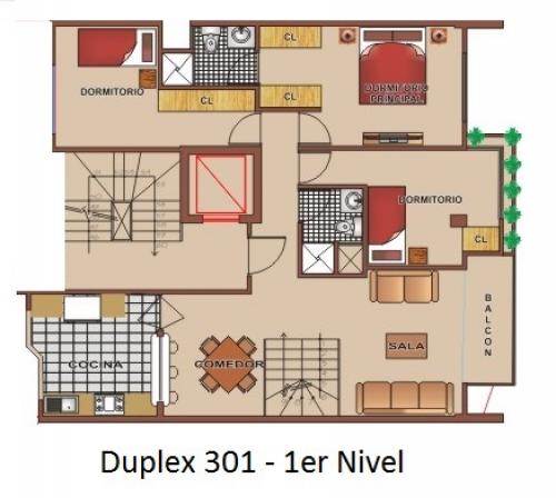 Quimperu vende dúplex en Surco con amplios ambientes y terraza. 3er. Piso.