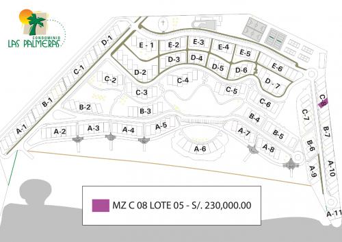 VENTA DE LOTE CON EXCELENTE VISTA AL MAR EN EXCLUSIVO CONDOMINIO LAS PALMERAS - Mz C8 Lote 05
