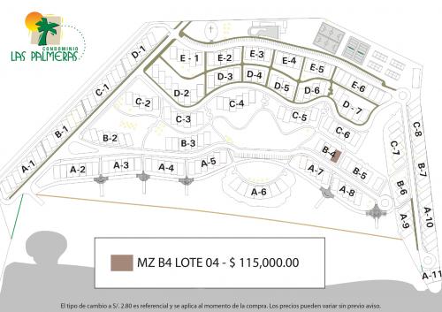 VENTA DE LOTE CON EXCELENTE VISTA AL MAR EN EXCLUSIVO CONDOMINIO LAS PALMERAS - Mz B4 Lote 04