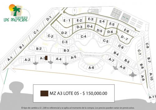 VENTA DE LOTE CON EXCELENTE VISTA AL MAR EN EXCLUSIVO CONDOMINIO LAS PALMERAS - Mz A3 Lote 05