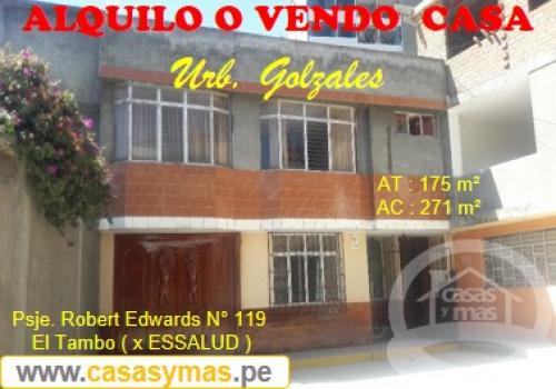 Alquilo o Vendo casa amplia por Essalud, Tambo, Huancayo