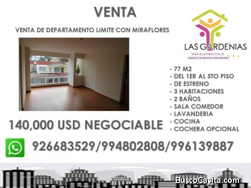 SE VENDE DEPARTAMENTO DE ESTRENO EN MIRAFLORES