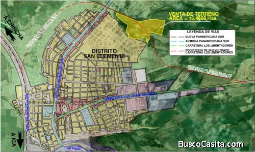 VENTA DE TERRENO DE 15.48 HECTAREAS EN PISCO.