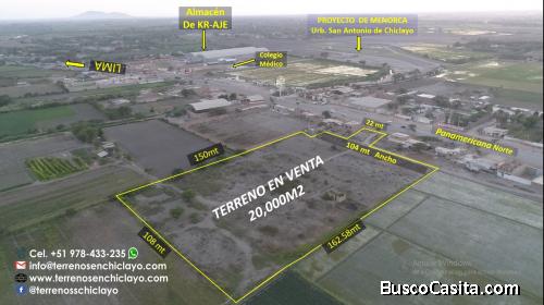 TERRENO DE 20,000m², FRENTE A LA PANAMERICANA NORTE, LA VICTORIA - CHOSICA NORTE-CHICLAYO