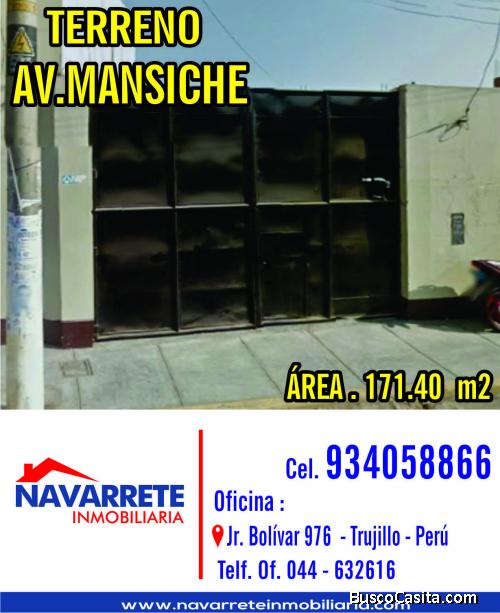 VENDO TERRENO - AV. MANSICHE