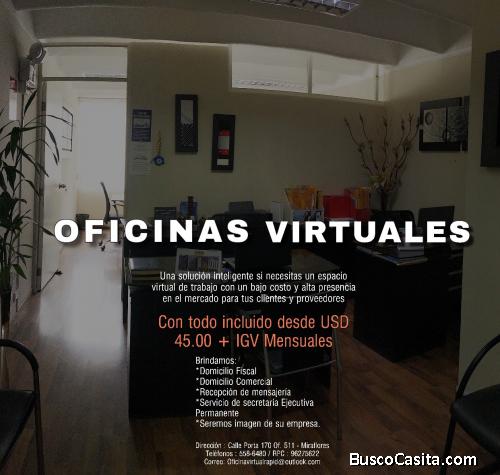 SE ALQUILA OFICINA VIRTUAL EN MIRAFLORES EN ZONA CENTRICA