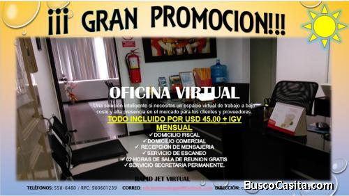 ALQUILER DE OFICINA VIRTUAL EN MIRAFLORES