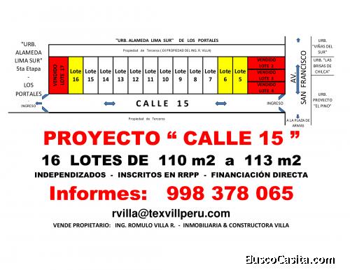TERRENO - 16 LOTES DE 110 m2 A 113 m2 - REMATE DE OCASIÓN - EXCELENTE UBICACIÓN
