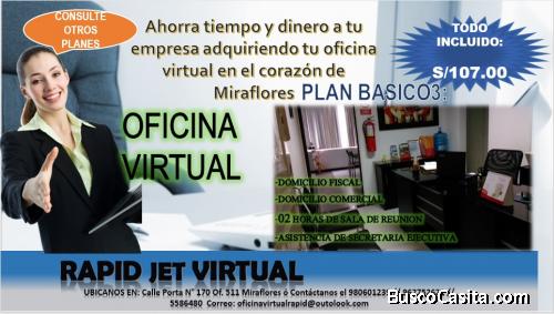 Se alquila oficina virtual en el centro de Miraflores