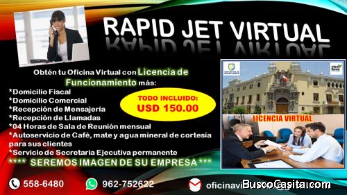 SE ALQUILA OFICINA VIRTUAL CON LICENCIA DE FUNCIONAMIENTO A NOMBRE DE TU EMPRESA