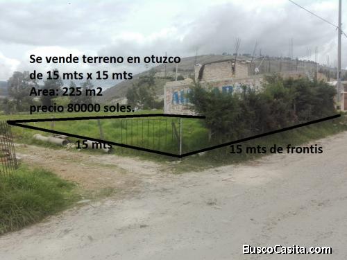 Vendo hermoso terreno de 15  x 15 mts 225m2 con frontis a la calle de 15 mts