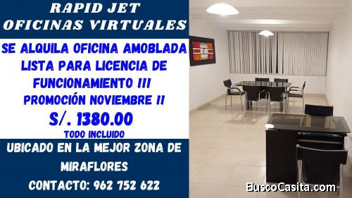 OFICINA AMOBLADA EN MIRAFLORES