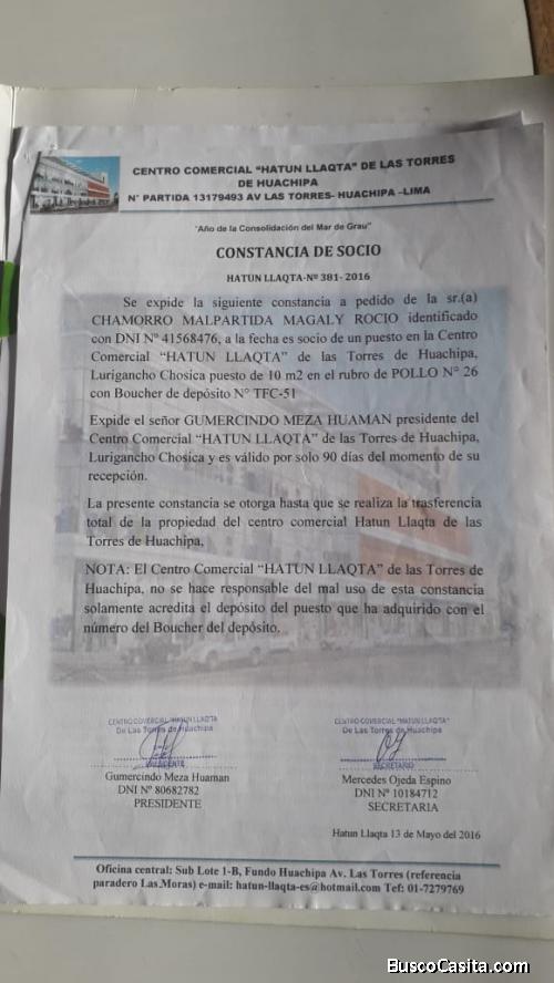 VENTA DE PUESTO DE MERCADO