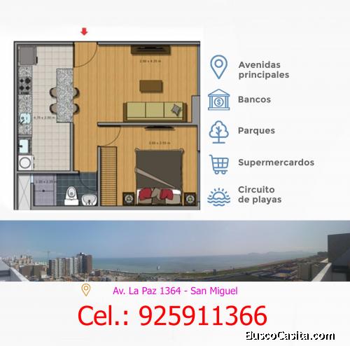 Remato Departamento por Viaje con vista al Mar de 42 M2  Independizado.