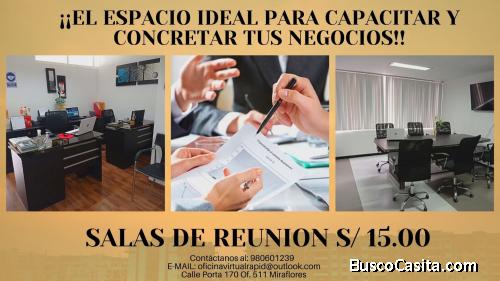 ALQUILER DE SALA Y DIRECTORIOS PARA TUS REUNIONES S/ 15.00 HORAS