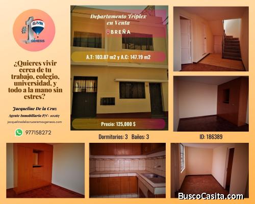 Breña, centrico Departamento Triplex -  en Venta 