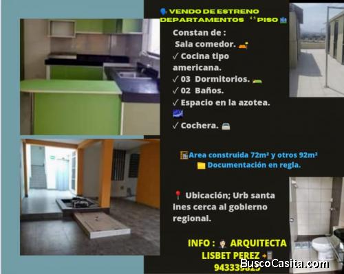 REMATE DEPARTAMENTOS DE ESTRENO DEL 5° PISO CON COCHERA EN LA URB. SANTA INES.