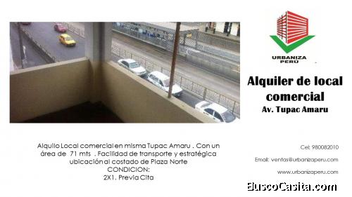 Alquilo Local Comercial, Av Tupac Amaru