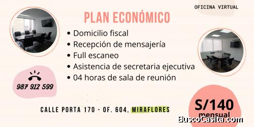 ALQUILER DE OFICINA VIRTUAL EN MIRAFLORES 