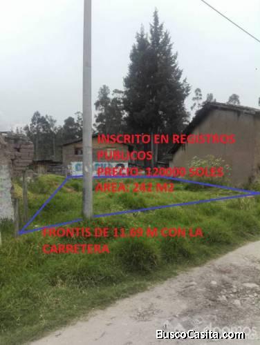 Vendo hermoso terreno de 242m2 inscrito en registros publicos