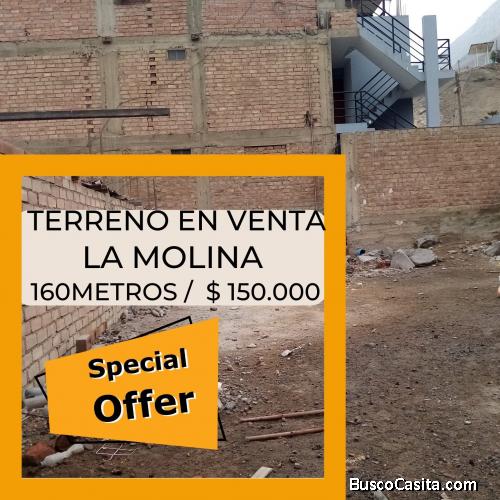 REMATE DE TERRENO EN LA MOLINA 160 METROS 150 MIL USD