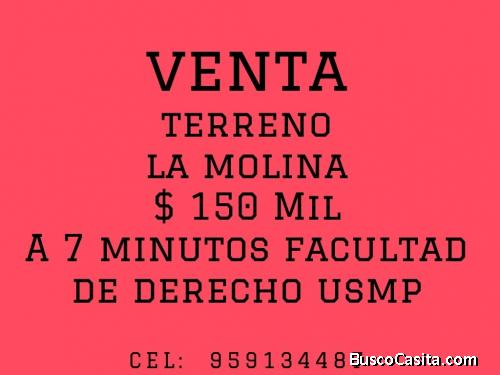 REMATO TERRENO EN LA MOLINA PRECIO BARATO OCASION 160 METROS