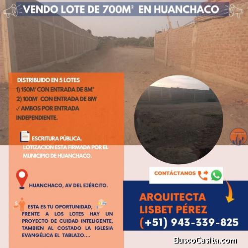VENDO LOTE DE 700M² EN HUANCHACO 