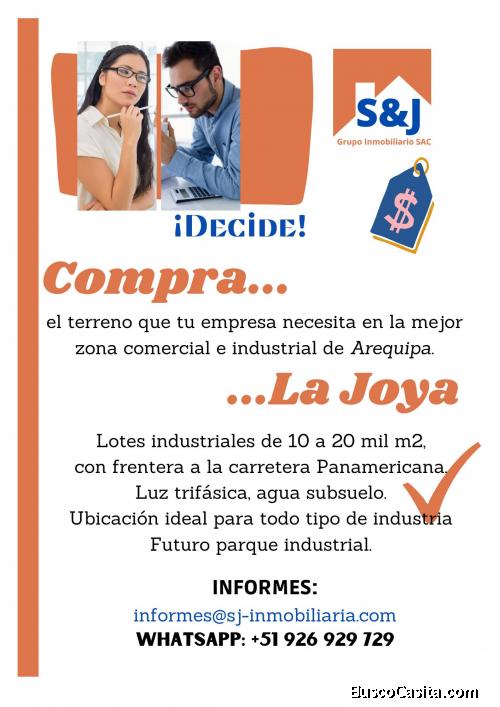 Terreno industrial en zona estratégica en Arequipa - La Joya. Panamericana Sur