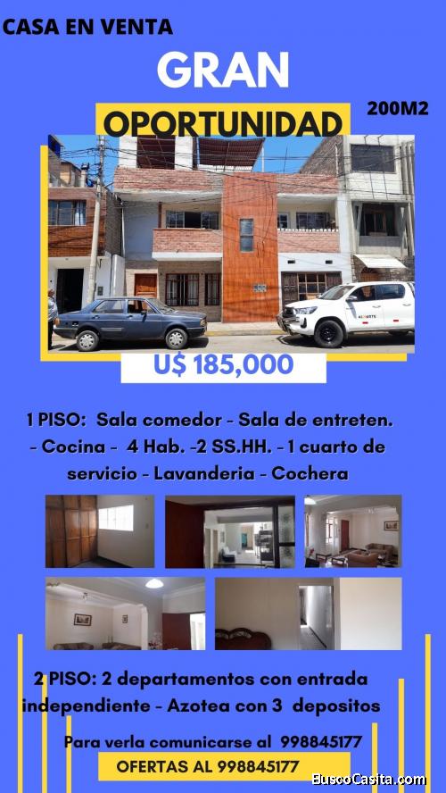 OPORTUNIDAD PARA EMPRESARIOS Y EMPRENDEDORES: HERMOZA CASA - UBICACION COMERCIAL Y RESIDENCIAL 