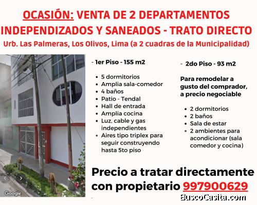 Remato Departamento para remodelacion . zona centrica de Los Olivos