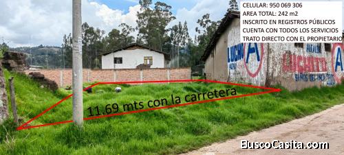 vendo hermoso terreno área total de 242m2 inscritos en registros publicos con servicios