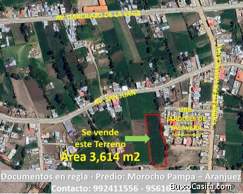 VENDO TERRENO Área 3,614 m2 - Costado Condominio Jardines de Talavera