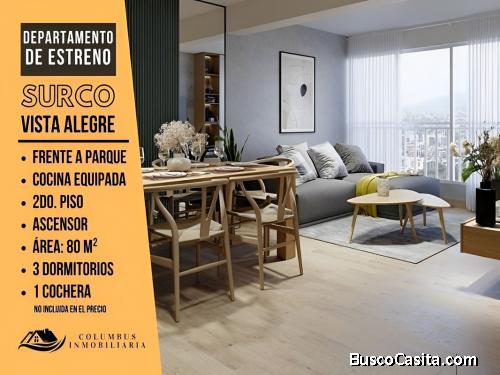 Surco VISTA ALEGRE - Venta Departamento 2do. Piso FRENTE a PARQUE + Cocina EQUIPADA