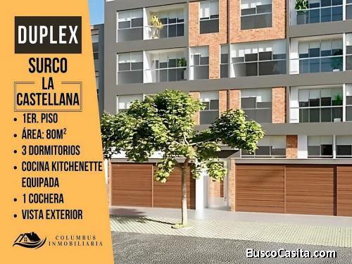 Surco - Venta Dúplex 3er. Piso - 302 de 3dorm + 1cochera + Cocina Equipada