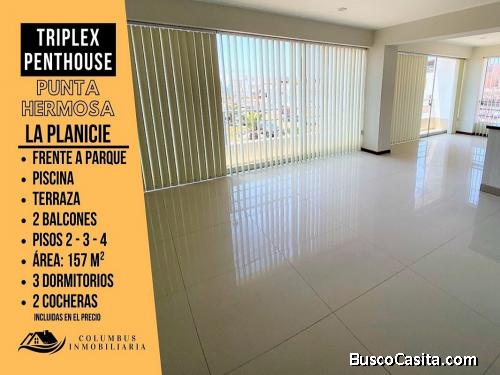Punta Hermosa - Venta Departamento Penthouse Frente a Parque con Piscina + 2cocheras de 3dormitorios