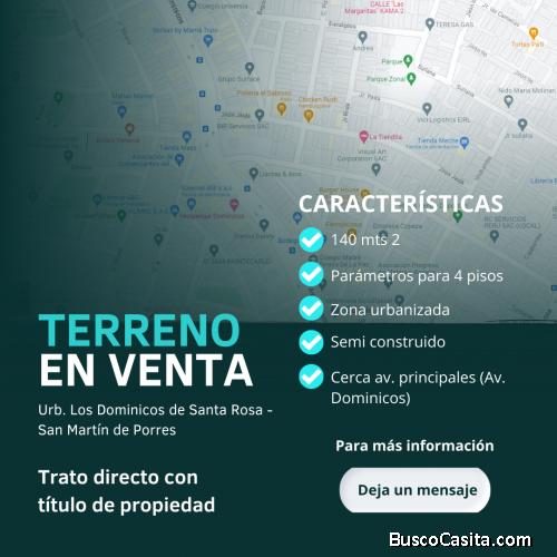 Vendo Terreno San Martín de Porres