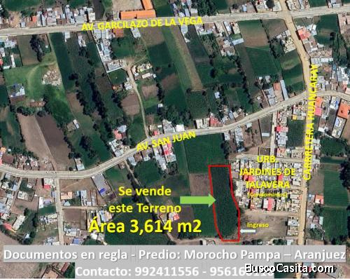 SE VENDE TERRENO - 3,614 m2 - Costado Condominio Jardines de Talavera