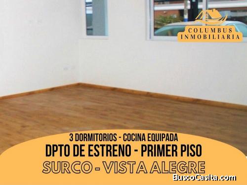 Surco VISTA ALEGRE - Venta Departamento 1er. PISO FRENTE PARQUE + COCINA EQUIPADA (DE ESTRENO)