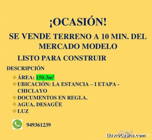 Se vende Terreno a 10 min del Mercado Modelo Chiclayo