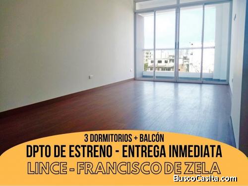 Lince - Venta Departamento DE ESTRENO! y Entrega Inmediata! de 3dorm + Balcón + Cocina Equipada