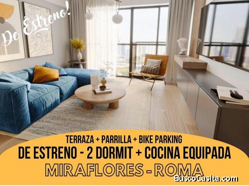 Miraflores - Venta Departamento DE ESTRENO de 2dorm cBaño Privado + Cocina Equipada + Balcón (con T