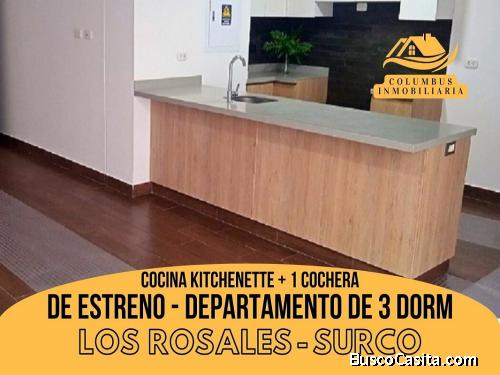 Surco LOS ROSALES - DE ESTRENO! Venta de Departamento de 3dorm + 1 Cochera y 89m² Entrega Inmediata