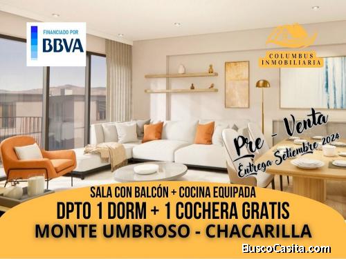 Surco CHACARILLA - Venta Departamento de 1dormit + 1estac (Gratis) + Balcón - Monte Umbroso