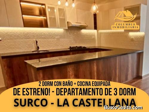DE ESTRENO! - Venta Departamento 3 Dorm (2 cBaño) + Cocina Equipada en LA CASTELLANA, Surco