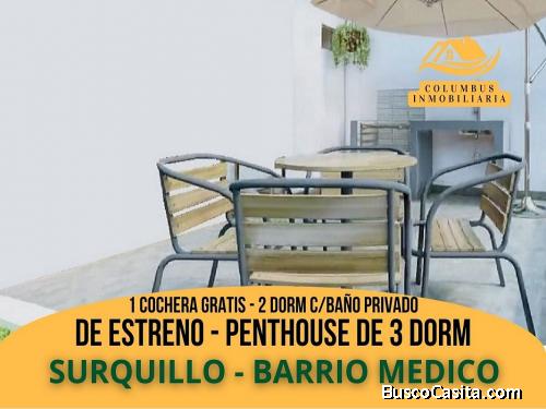 Surquillo BARRIO MEDICO - DE ESTRENO! Duplex Penthouse de 3dorm (2 cBaño Privado) + 1cochera gratis