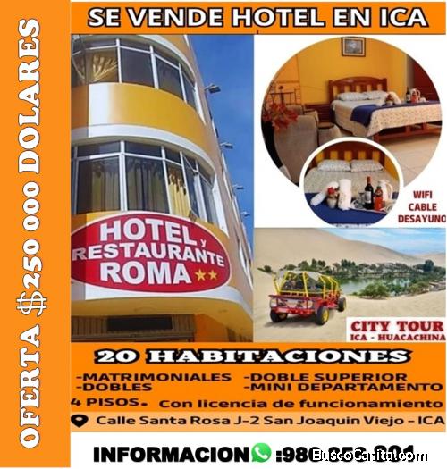 venta de hotel en zona céntrica de ica amoblado