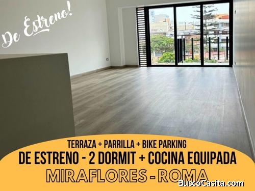 Miraflores - Venta Departamento DE ESTRENO de 2 dorm cBaño Privado + Cocina Equipada + Balcón (con 