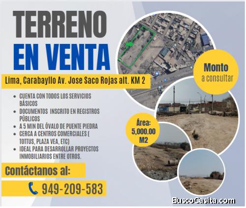 VENTA DE TERRENO  DE 5,000 M2 CON TITULO DE PROPIEDAD