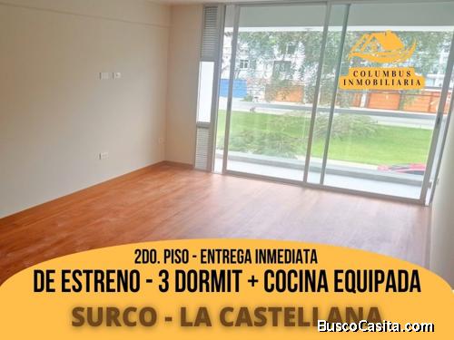 Surco LA CASTELLANA - Departamento De ESTRENO de 3dorm + Balcón + Cocina Equipada (X01)